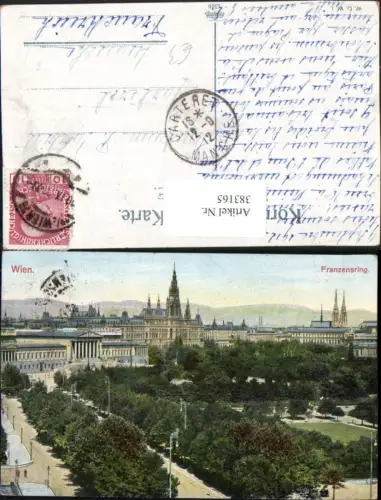 383165,Wien Innere Stadt Franzensring m. Parlament u. Rathaus