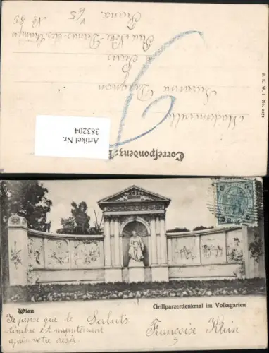 383204,Wien Innere Stadt Volksgarten Grillparzer-Denkmal Statue pub B.K.W.I. 2071