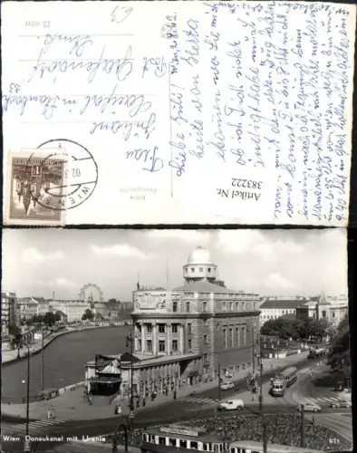 383222,Wien Innere Stadt Donaukanal m. Urania Gebäude Straßenbahn Linie O