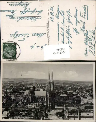 383244,Wien Innere Stadt Teilansicht Blick vom Rathaus m. Votivkirche Kirche