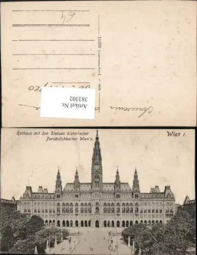 383302,Wien Innere Stadt Rathaus Gebäude m. Statuen historischer Persönlichkeiten