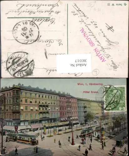 383317,Wien Innere Stadt Kärntnerring Hotel Bristol Straßenbahn