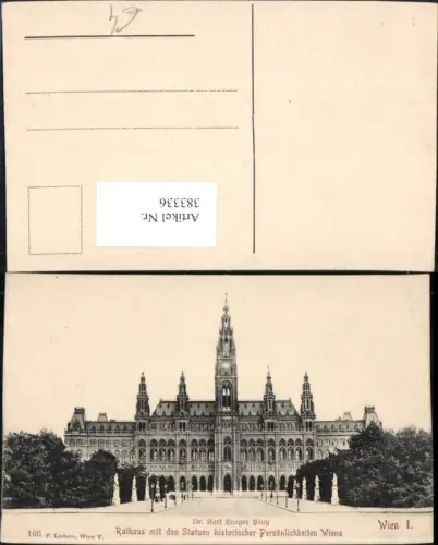 383336,Wien Innere Stadt Rathaus Gebäude m. Statuen historischer Persönlichkeiten