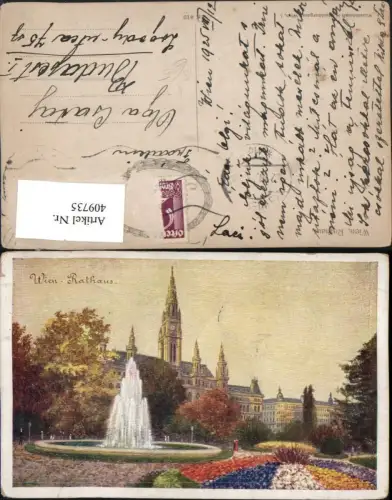 409735,Künstler AK Wien Innere Stadt Rathaus Brunnen