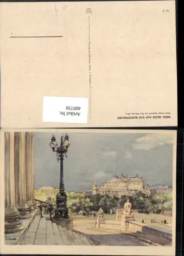 409750,Künstler AK Karl Schwetz Wien Innere Stadt Blick auf das Burgtheater