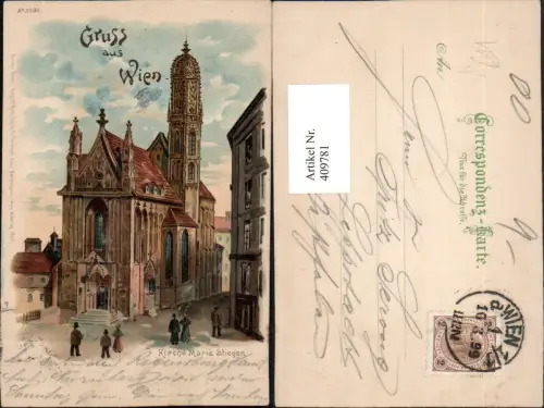 409781,Künstler Litho Wien Innere Stadt Kirche Maria Stiegen pub Regel e Krug 5030