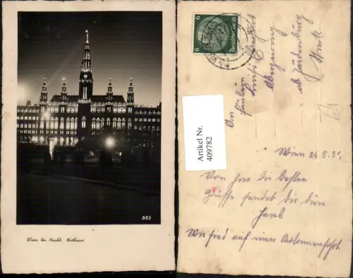 409782,Wien Innere Stadt b. Nacht Rathaus Beleuchtung