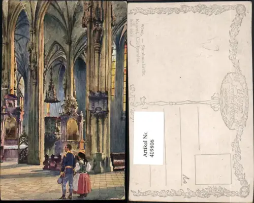 409806,Künstler AK Wien Innere Stadt Stephanskirche Kanzel Cäcilienaltar pub B.K.W.I. 209/6