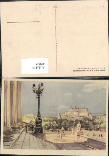 409815,Künstler AK Karl Schwetz Wien Innere Stadt Blick auf das Burgtheater