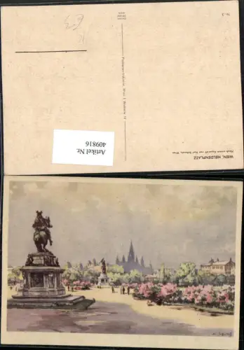 409816,Künstler AK Karl Schwetz Wien Innere Stadt Heldenplatz Denkmal Statue