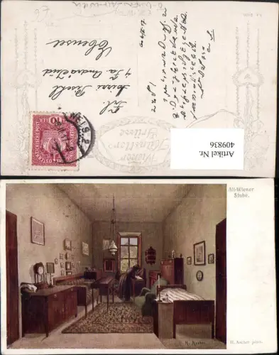 409836,Künstler AK H. Ascher Wien Innere Stadt Alt-Wiener Stube Innenansicht