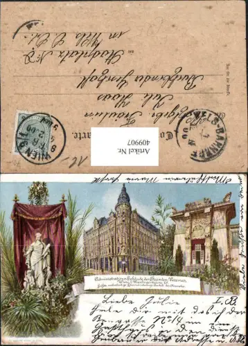 409907,Litho Wien Innere Stadt Administrations-Gebäude des Beamten-Vereines Göttin Statue