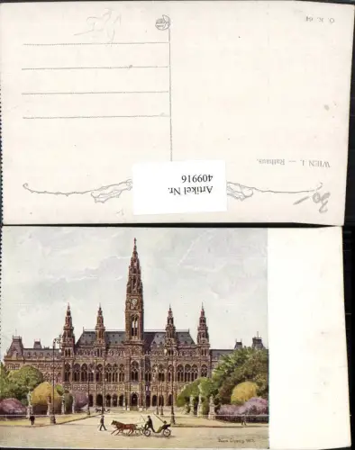 409916,Künstler AK Geza Lippay Wien Innere Stadt Rathaus Kutsche pub Kilophot