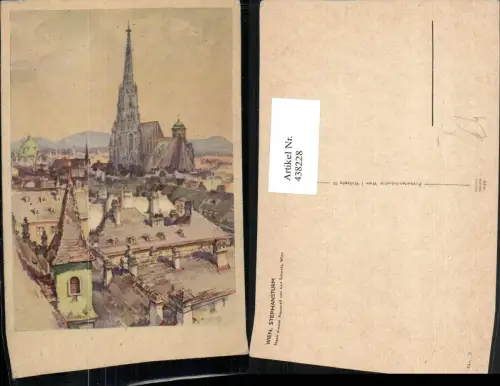 438228,Künstler AK Karl Schwetz Wien Innere Stadt Stephansturm Kirche