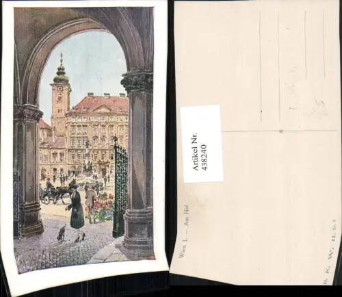 438240,Künstler AK P. Kaspar Wien Innere Stadt Am Hof Brunnen pub B.K.W.I. 3