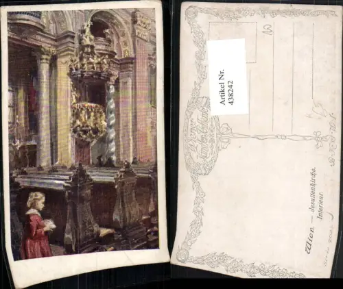 438242,Künstler AK Wien Innere Stadt Jesuitenkirche Innenansicht Kanzel pub B.K.W.I. 762/5