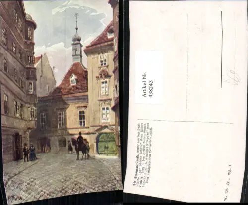 438243,Künstler AK R. Preuss Wien Innere Stadt Schönlaterngasse Straßenansicht