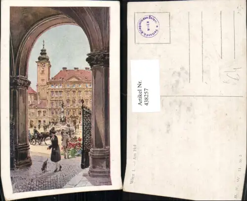 438257,Künstler AK P. Kaspar Wien Innere Stadt Am Hof Brunnen Tor pub B.K.W.I. 3