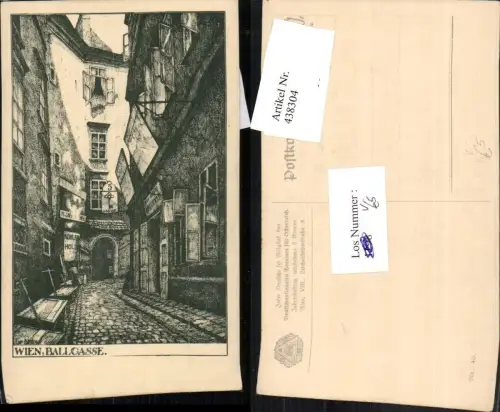 438304,Künstler AK Ulf Seidl Wien Innere Stadt Ballgasse pub Deutschnat. Verein f. Österreich 40