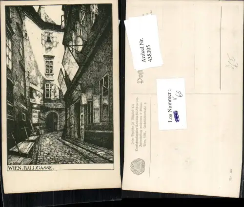 438305,Künstler AK Ulf Seidl Wien Innere Stadt Ballgasse pub Deutschnat. Verein f. Österreich 40