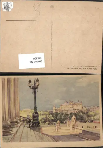 438350,Künstler AK Karl Schwetz Wien Innere Stadt Blick auf das Burgtheater