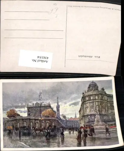 438354,Künstler AK F. Kopallik Wien Innere Stadt Albrechtsplatz Straßenansicht