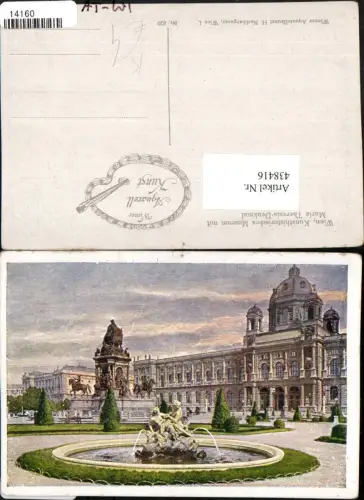 438416,Künstler AK Wien Innere Stadt Kunsthistorisches Museum m. Maria-Theresia-Denkmal