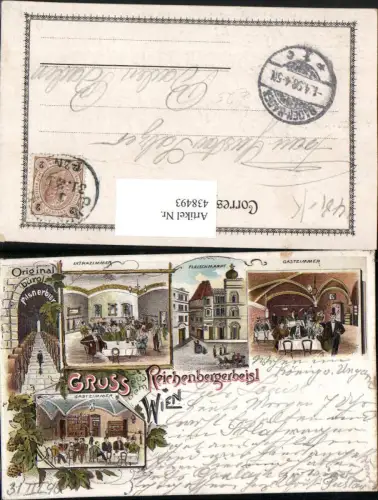 438493,Litho Gruß aus Wien Innere Stadt Reichenbergerbeisl Mehrbildkarte