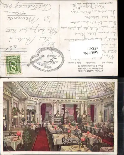 438520,Künstler AK Wien Innere Stadt Restaurant Linde Speisehalle Innenansicht