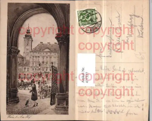 477327,Künstler AK Kaspar Wien Innere Stadt Am Hof Tor Kutsche