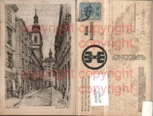 477383,Künstler AK Radierung R. Pichler Wien Innere Stadt Gasse b. d. Alten Universität