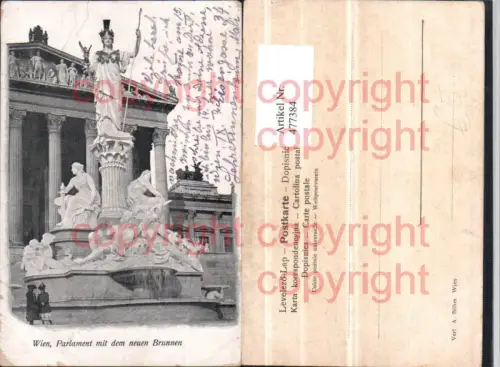 477384,Wien Innere Stadt Parlament m. Brunnen Athene Statue
