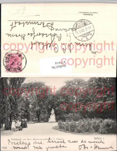 477414,Wien Innere Stadt Stadtpark m. Hans Makart-Denkmal Statue