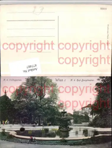 477487,Wien Innere Stadt K.k. Volksgarten Brunnen m. Hof-Burgtheater