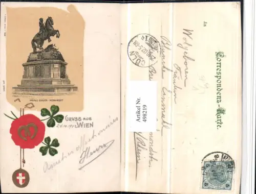 498219,Präge Litho Wien Innere Stadt Prinz-Eugen-Denkmal pub A. Sockl 728
