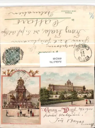498248,Litho Gruß aus Wien Innere Stadt Museum Denkmal Mehrbildkarte