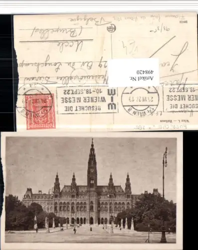 498420,Wien Innere Stadt Rathaus pub Kilophot 20012 Wiener Messe 1922