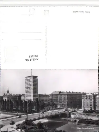 498455,Wien Innere Stadt Kai m. Ringturm Turm Brücke