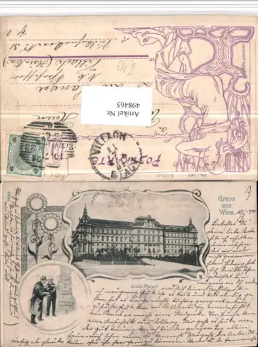498465,Jugendstil AK Wien Innere Stadt Justizpalast Mehrbildkarte