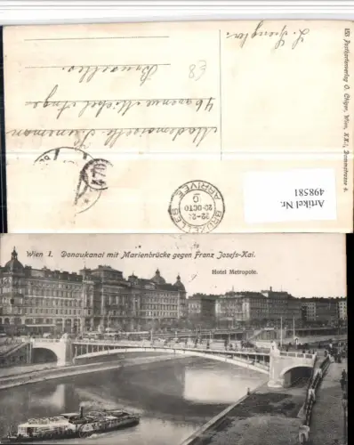 498581,Wien Innere Stadt Donaukanal m. Marienbrücke geg. Franz-Josef-Kai