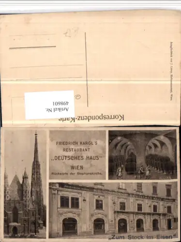498601,Wien Innere Stadt Restaurant Deutsches Haus Keller Dom Mehrbildkarte