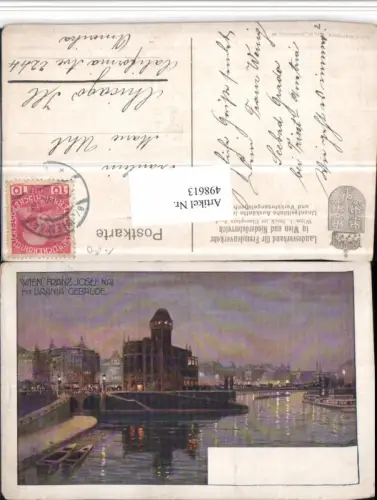 498613,Künstler AK A. Reckziegel Wien Innere Stadt Franz Josef-Kai Urania