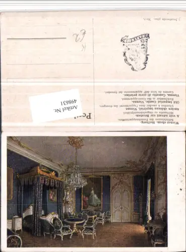 498631,Künstler AK J. Jaunbersin Wien Innere Stadt Hofburg Schlafzimmer
