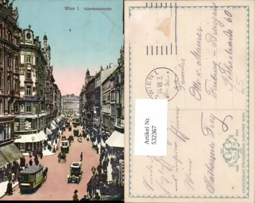 532367,Wien Innere Stadt Kärnthnerstraße Tram Pferdetram Tramway