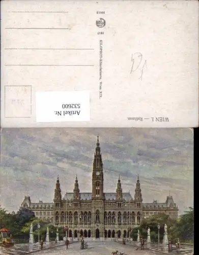 532600,Künstler AK Wien Innere Stadt Rathaus pub Kilophot 20012