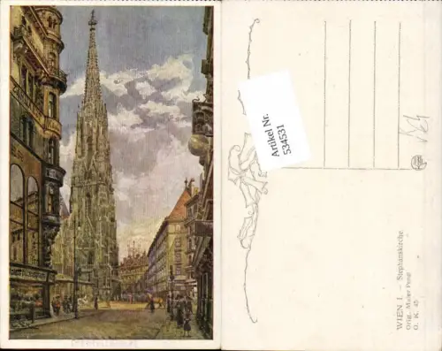 534531,Künstler AK Erwin Pendl Wien Innere Stadt Stephanskirche pub Kilophot O.K. 45