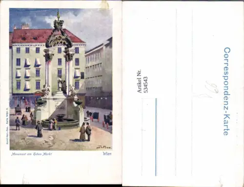 534543,Künstler AK Wien Innere Stadt Monument am hohen Markt