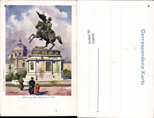 534545,Künstler AK Wien Innere Stadt Erzherzog Karl Monument