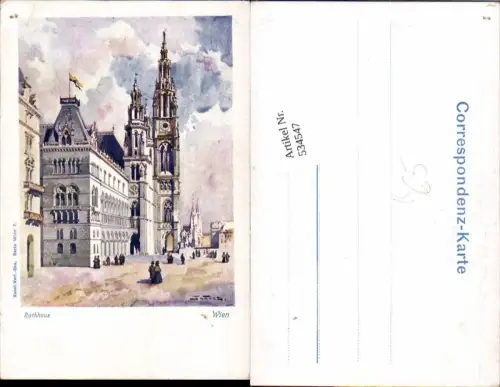 534547,Künstler AK Wien Innere Stadt Rathaus Partie