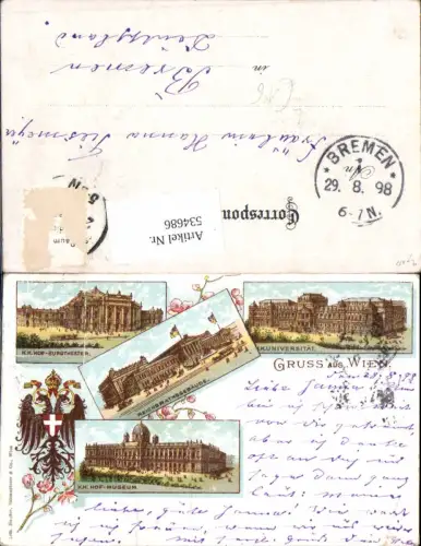 534686,tolle Litho Wien Innere Stadt Universität Museum Theater